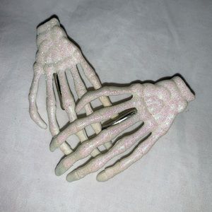 Glittery skeleton hair clips